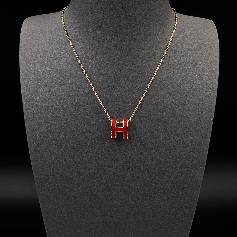 エルメス HERMES ミニ ポップアッシュ ポップH ネックレス ルージュヴィフ シャンパンゴールド金具 2627460 エルメス ポップh 定価 - 画像 (9)