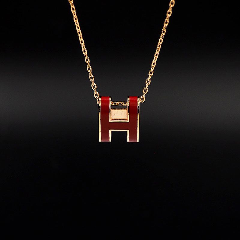 エルメス HERMES ミニ ポップアッシュ ポップH ネックレス ルージュヴィフ シャンパンゴールド金具 2627460 エルメス ポップh 定価 - 画像 (8)