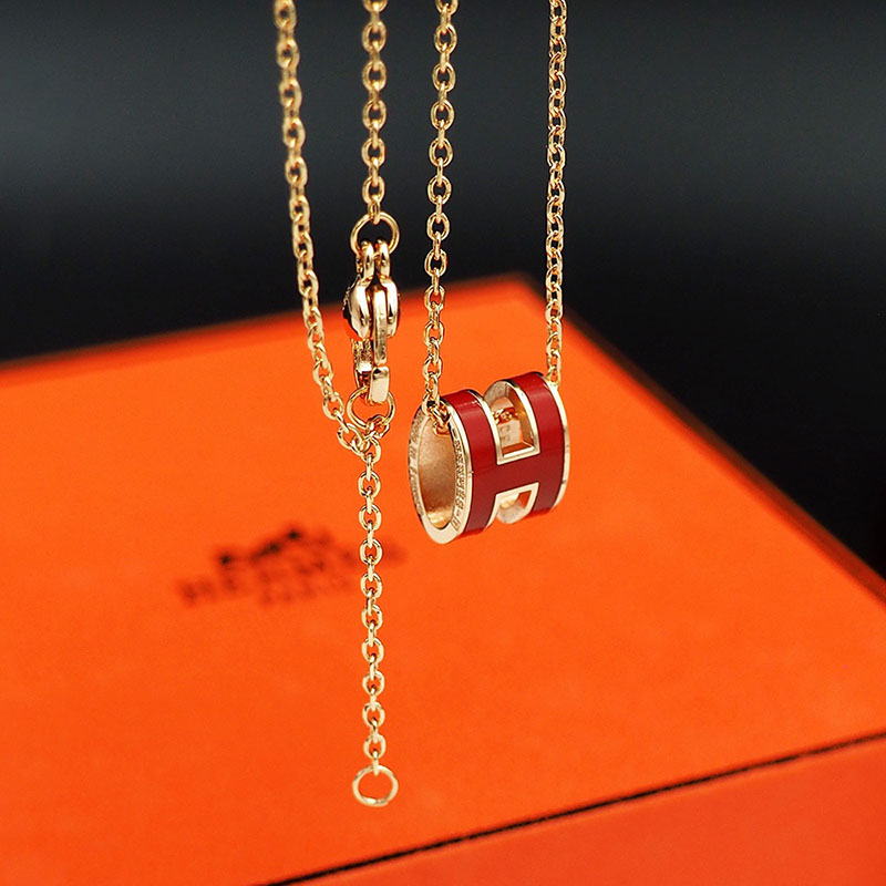 エルメス HERMES ミニ ポップアッシュ ポップH ネックレス ルージュヴィフ シャンパンゴールド金具 2627460 エルメス ポップh 定価 - 画像 (7)