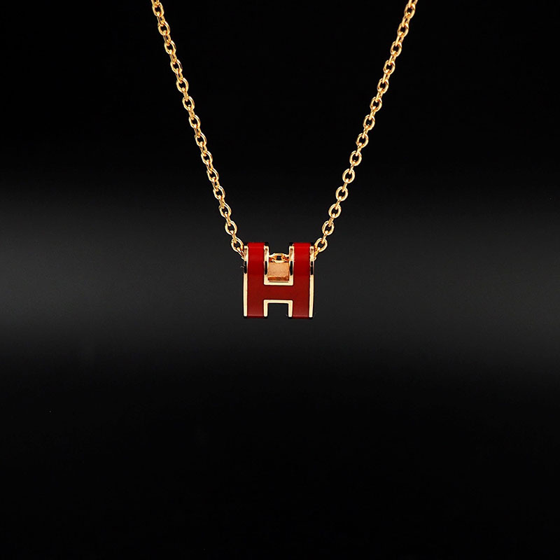 エルメス HERMES ミニ ポップアッシュ ポップH ネックレス ルージュヴィフ シャンパンゴールド金具 2627460 エルメス ポップh 定価 - 画像 (6)
