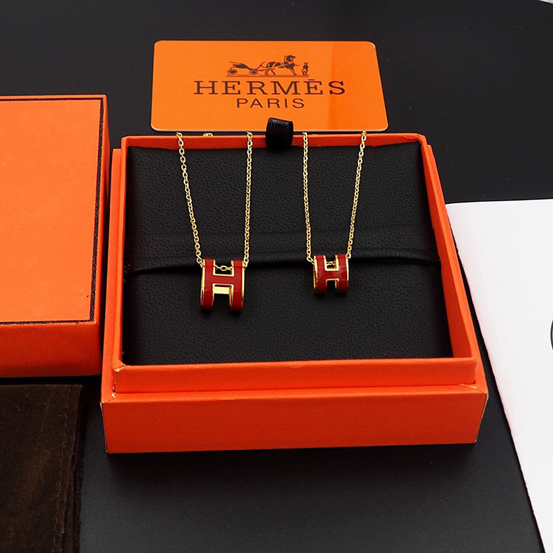 エルメス HERMES ミニ ポップアッシュ ポップH ネックレス ルージュヴィフ シャンパンゴールド金具 2627460 エルメス ポップh 定価 - 画像 (5)