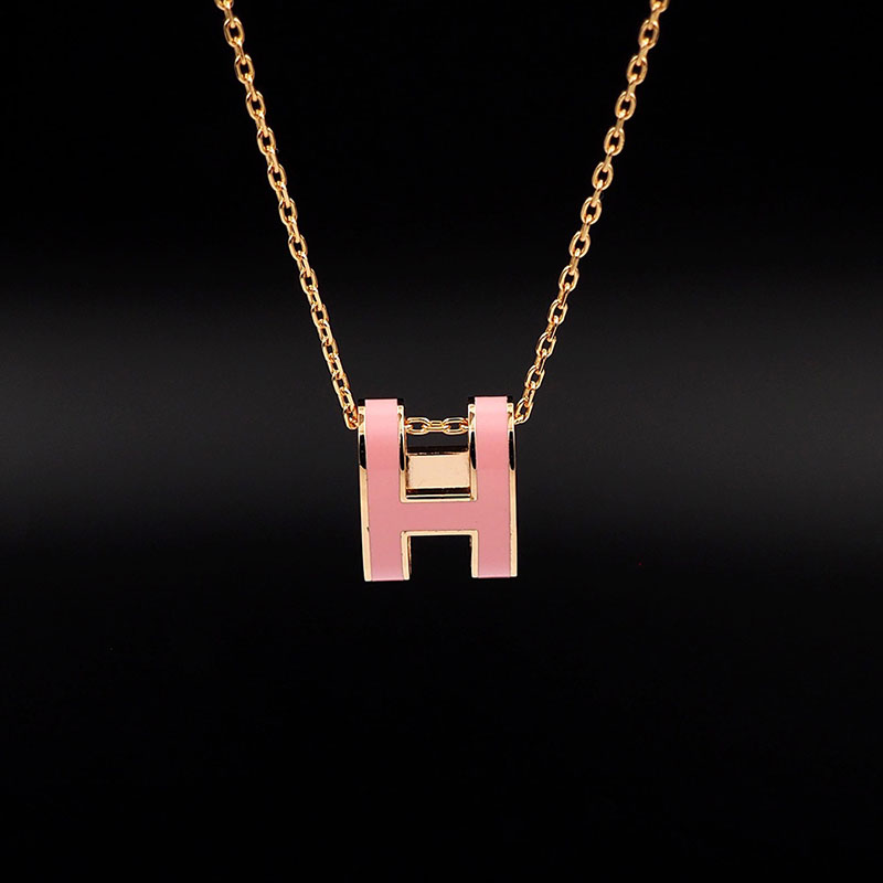 HERMES ミニ ポップH ネックレス ペンダント アクセサリー ローズドラジェ シャンパンゴールド金具 2627461 レディース エルメス ネックレス - 画像 (7)