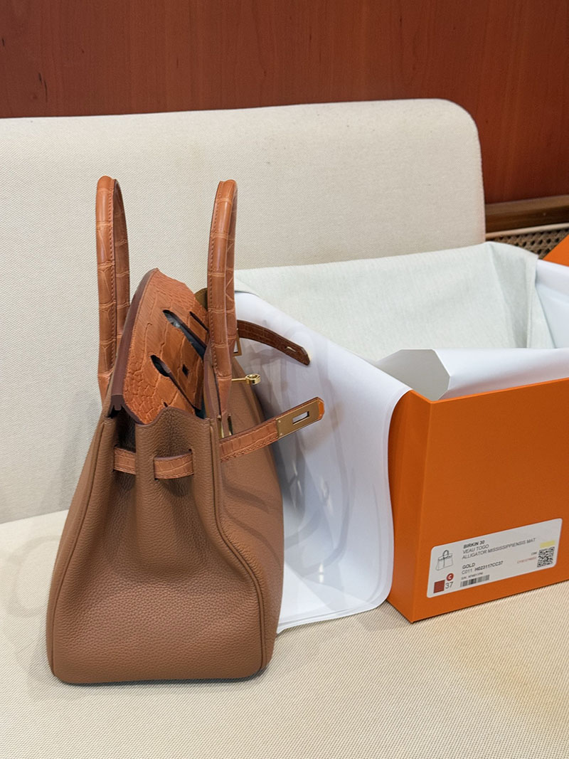 レディース エルメス バッグ 安い順 HERMES バーキン30 タッチ ゴールド トゴ/クロコダイル ゴールド金具2627475 エルメス専門店 おすすめ - 画像 (8)