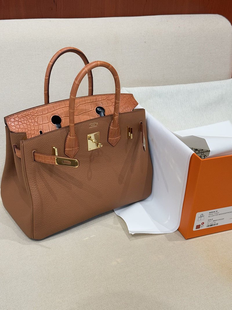 レディース エルメス バッグ 安い順 HERMES バーキン30 タッチ ゴールド トゴ/クロコダイル ゴールド金具2627475 エルメス専門店 おすすめ - 画像 (5)