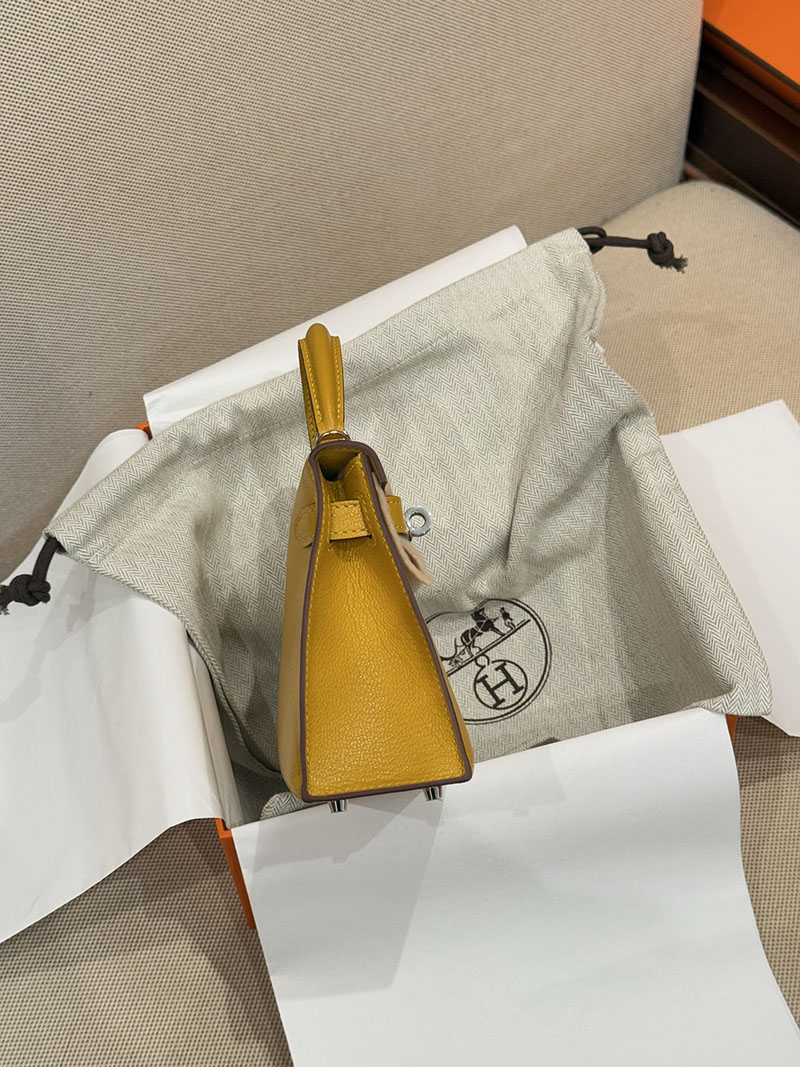 ミニケリー2 定価 HERMES ケリーミニ2 外縫い ジョーヌアンブル シェブルミゾル シルバー金具 2627480 エルメス専門店 おすすめ - 画像 (9)