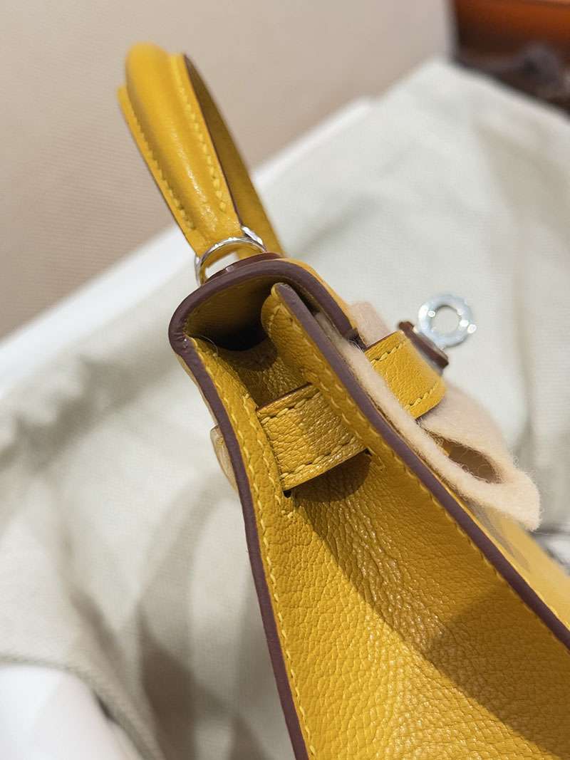ミニケリー2 定価 HERMES ケリーミニ2 外縫い ジョーヌアンブル シェブルミゾル シルバー金具 2627480 エルメス専門店 おすすめ - 画像 (8)