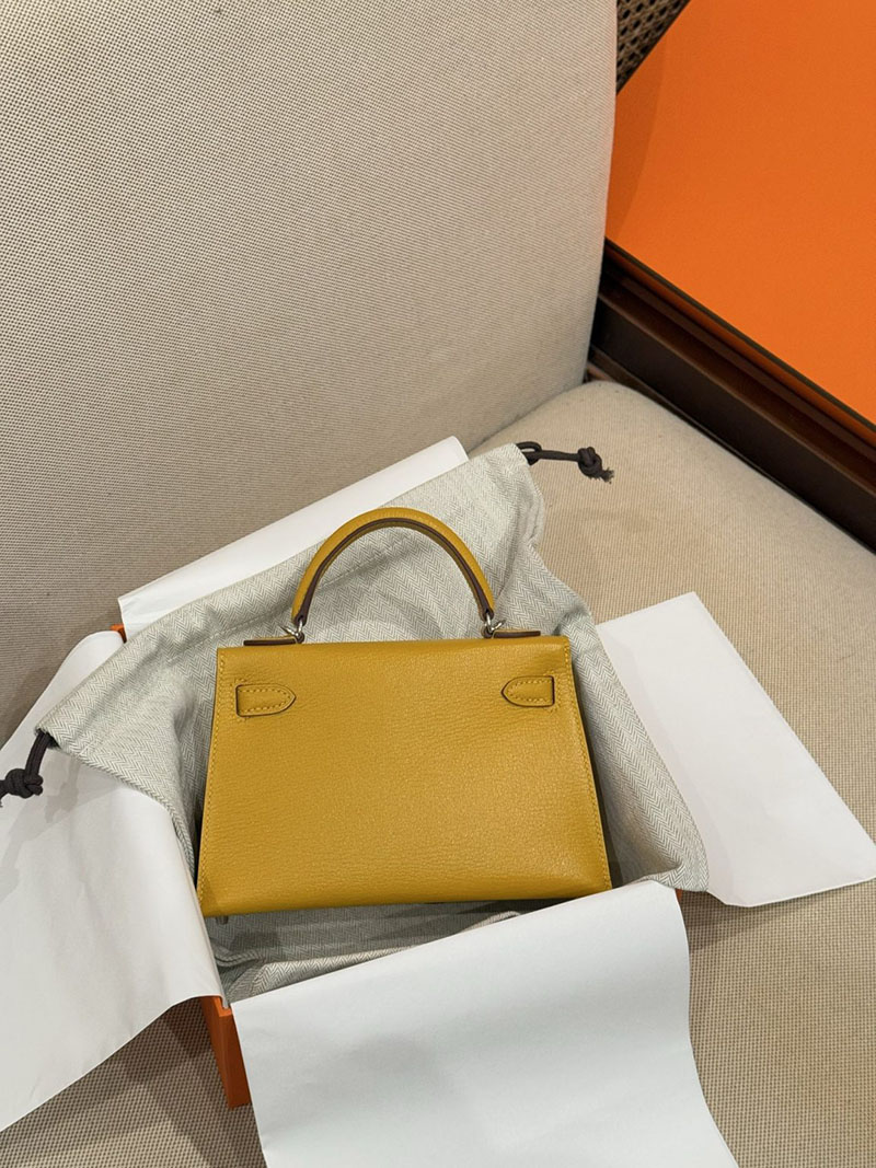 ミニケリー2 定価 HERMES ケリーミニ2 外縫い ジョーヌアンブル シェブルミゾル シルバー金具 2627480 エルメス専門店 おすすめ - 画像 (3)