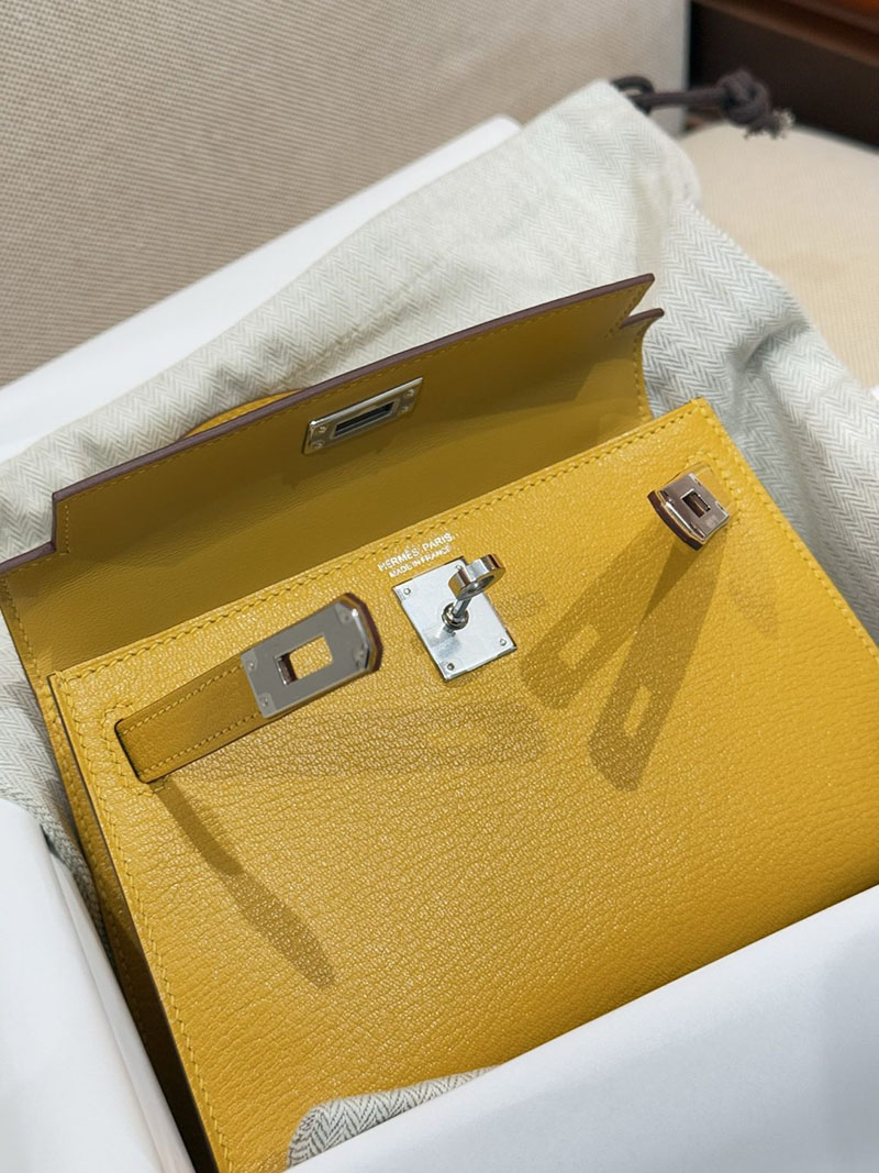 ミニケリー2 定価 HERMES ケリーミニ2 外縫い ジョーヌアンブル シェブルミゾル シルバー金具 2627480 エルメス専門店 おすすめ - 画像 (2)