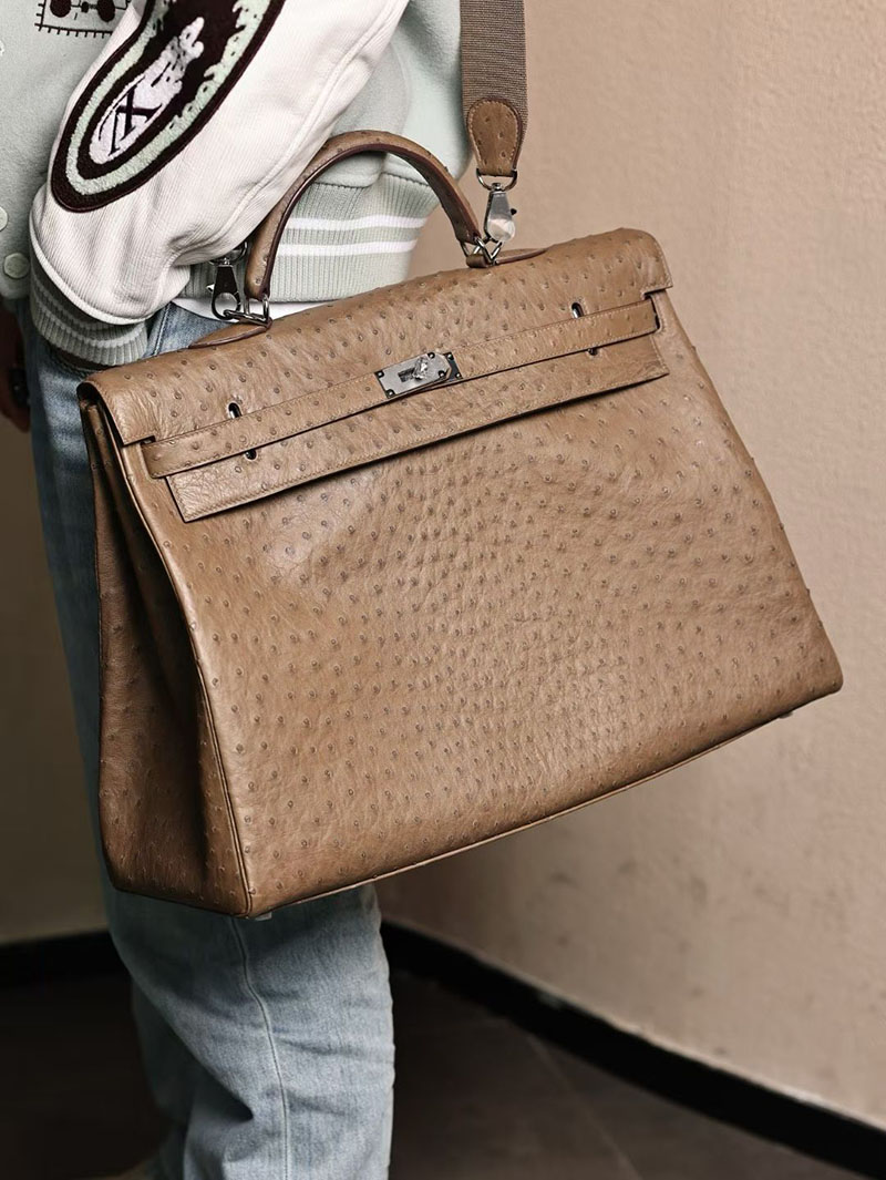 エルメス メンズバッグ 新作 HERMES ケリー50 メンズ エトゥープ オーストリッチ シルバー金具 2627485 エルメス専門店 おすすめ - 画像 (7)
