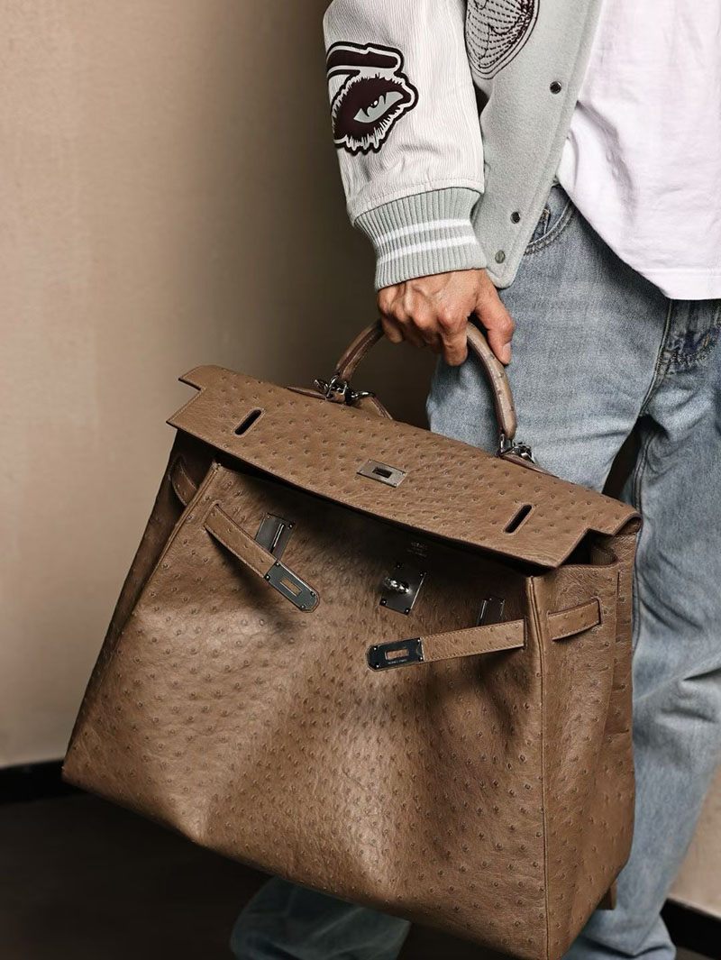 エルメス メンズバッグ 新作 HERMES ケリー50 メンズ エトゥープ オーストリッチ シルバー金具 2627485 エルメス専門店 おすすめ - 画像 (5)