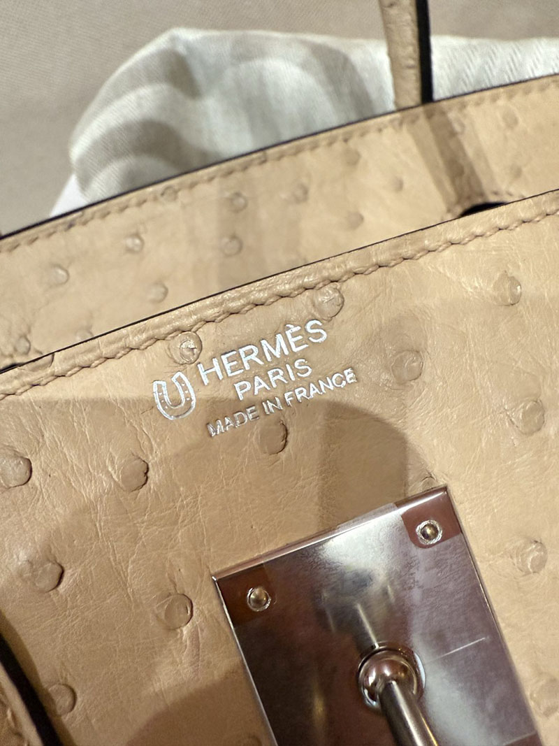 エルメス バーキン25 定価 HERMES バーキン25 チャイ オーストリッチ シルバー金具 2627489 エルメス専門店 おすすめ - 画像 (5)
