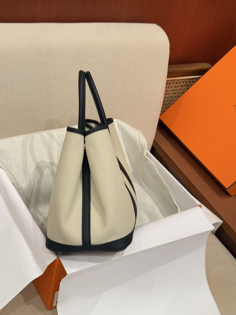 エルメス ガーデンパーティ風 HERMES ガーデンパーティ 30 TPM 黒 ブラック/グレー ネゴンダ/トワル シルバー金具 2627495 エルメス専門店 - 画像 (7)