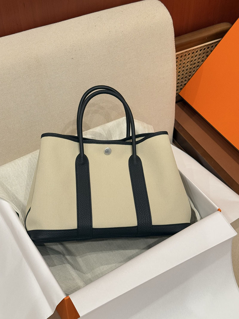 エルメス ガーデンパーティ風 HERMES ガーデンパーティ 30 TPM 黒 ブラック/グレー ネゴンダ/トワル シルバー金具 2627495 エルメス専門店 - 画像 (5)