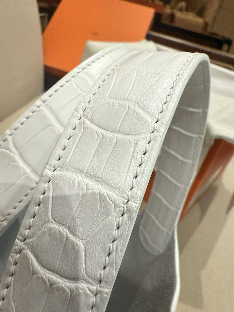 ピコタン ロックタッチ アリゲーター HERMES ピコタンロック 18 PM ホワイト トリヨンクレマンス クロコダイル シルバー金具 2627514 - 画像 (6)