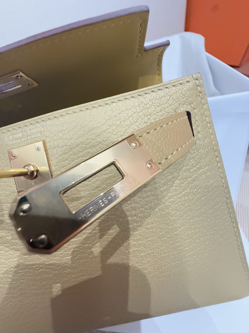 手提げバッグ 小さめ おしゃれ HERMES ケリーミニ2 外縫い ドレ シェブルミゾル ゴールド金具 2627518 エルメス専門店 おすすめ - 画像 (9)