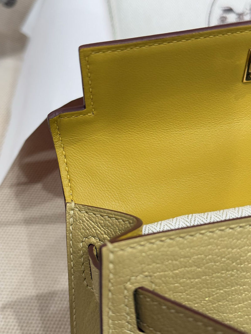 手提げバッグ 小さめ おしゃれ HERMES ケリーミニ2 外縫い ドレ シェブルミゾル ゴールド金具 2627518 エルメス専門店 おすすめ - 画像 (6)
