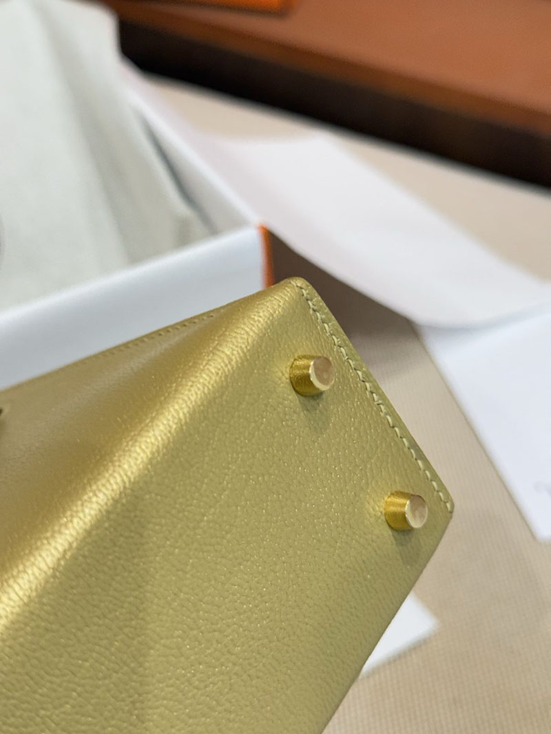 手提げバッグ 小さめ おしゃれ HERMES ケリーミニ2 外縫い ドレ シェブルミゾル ゴールド金具 2627518 エルメス専門店 おすすめ - 画像 (4)