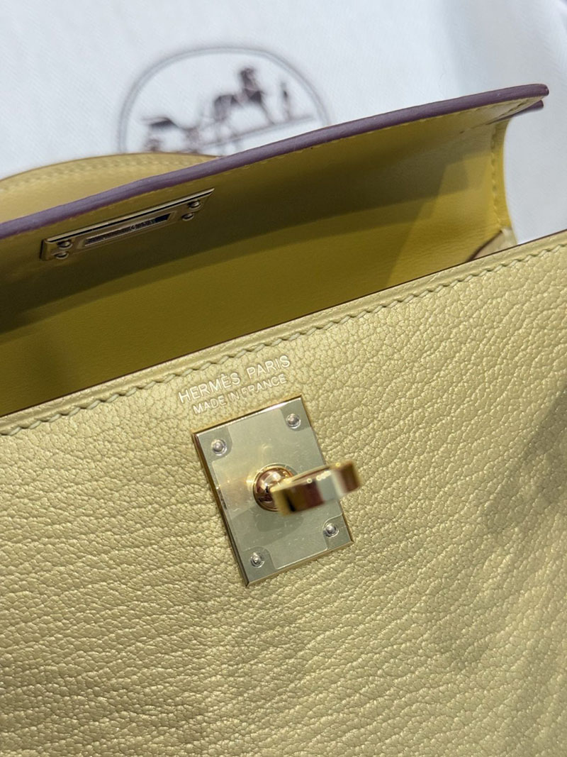 手提げバッグ 小さめ おしゃれ HERMES ケリーミニ2 外縫い ドレ シェブルミゾル ゴールド金具 2627518 エルメス専門店 おすすめ - 画像 (2)