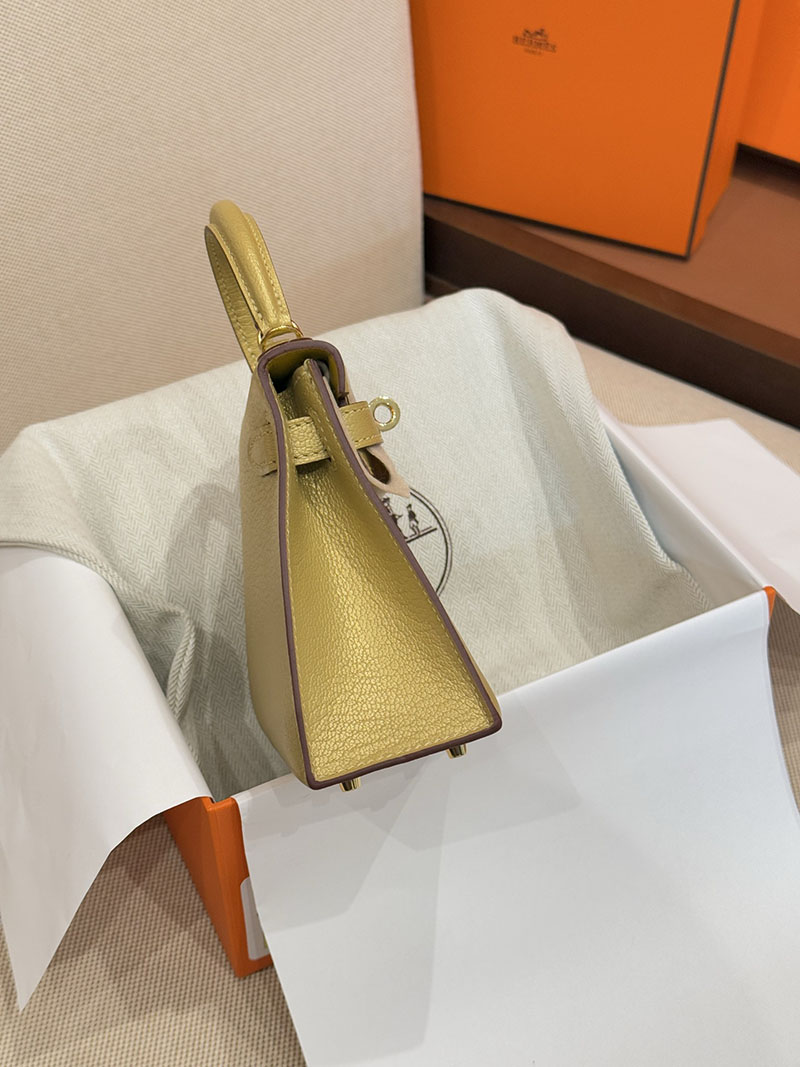 手提げバッグ 小さめ おしゃれ HERMES ケリーミニ2 外縫い ドレ シェブルミゾル ゴールド金具 2627518 エルメス専門店 おすすめ - 画像 (18)