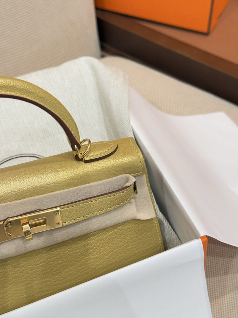 手提げバッグ 小さめ おしゃれ HERMES ケリーミニ2 外縫い ドレ シェブルミゾル ゴールド金具 2627518 エルメス専門店 おすすめ - 画像 (16)