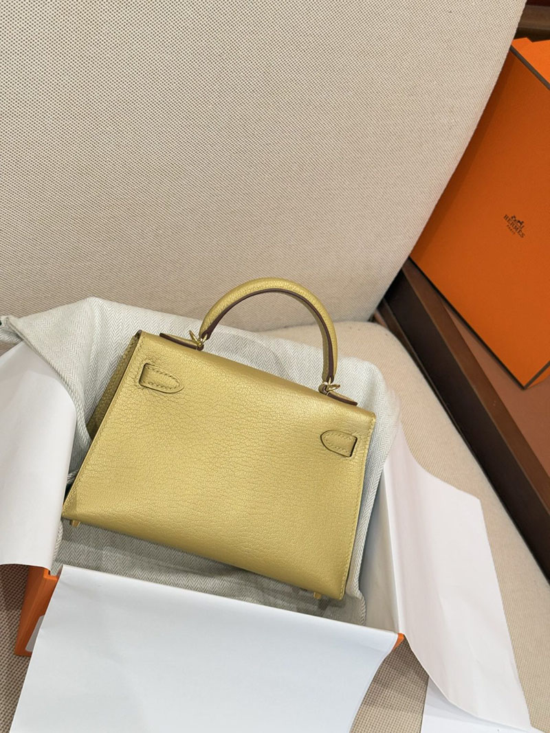 手提げバッグ 小さめ おしゃれ HERMES ケリーミニ2 外縫い ドレ シェブルミゾル ゴールド金具 2627518 エルメス専門店 おすすめ - 画像 (15)