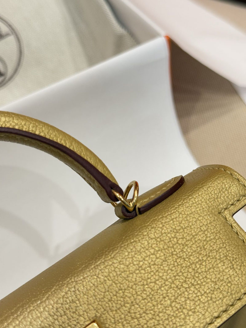 手提げバッグ 小さめ おしゃれ HERMES ケリーミニ2 外縫い ドレ シェブルミゾル ゴールド金具 2627518 エルメス専門店 おすすめ - 画像 (11)