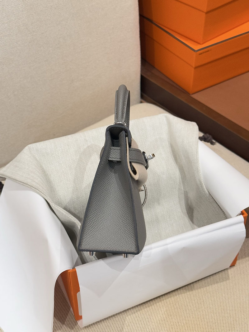 ショルダーバッグ 小さめ おしゃれ HERMES ケリーミニ2 外縫い グリメイヤー ヴォーエプソン シルバー金具 2627519 エルメス専門店 - 画像 (9)