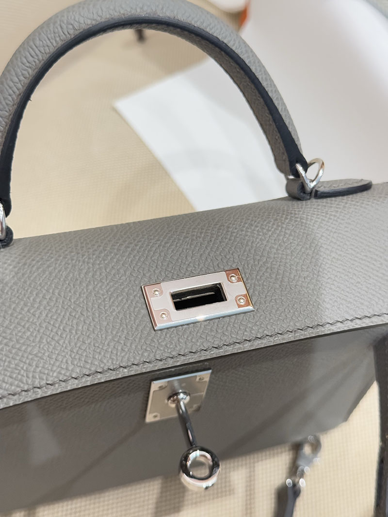 ショルダーバッグ 小さめ おしゃれ HERMES ケリーミニ2 外縫い グリメイヤー ヴォーエプソン シルバー金具 2627519 エルメス専門店 - 画像 (8)
