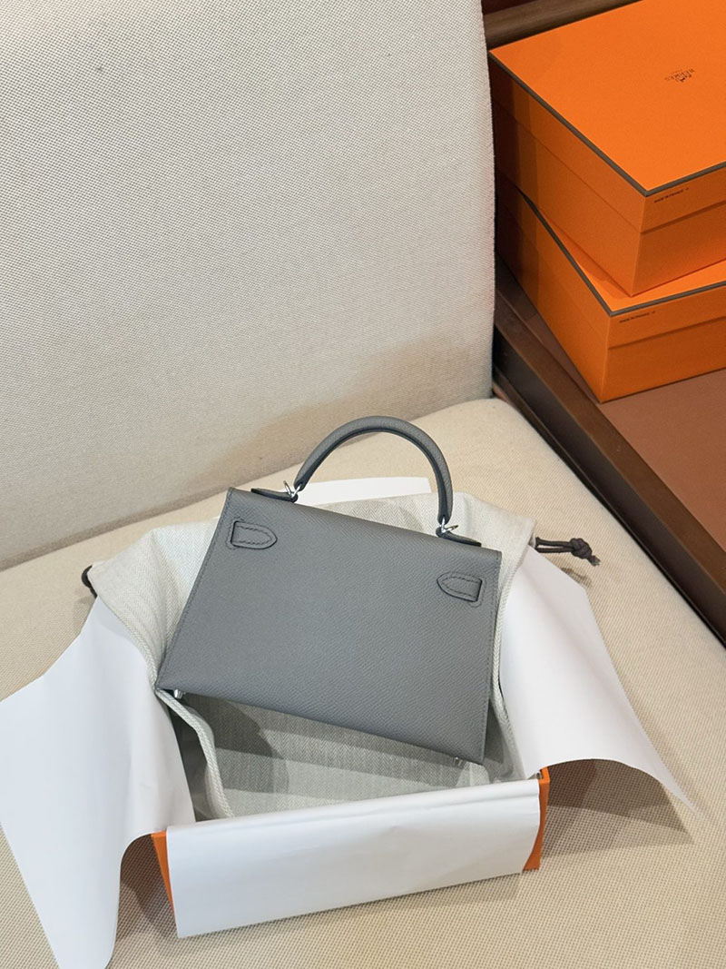 ショルダーバッグ 小さめ おしゃれ HERMES ケリーミニ2 外縫い グリメイヤー ヴォーエプソン シルバー金具 2627519 エルメス専門店 - 画像 (7)