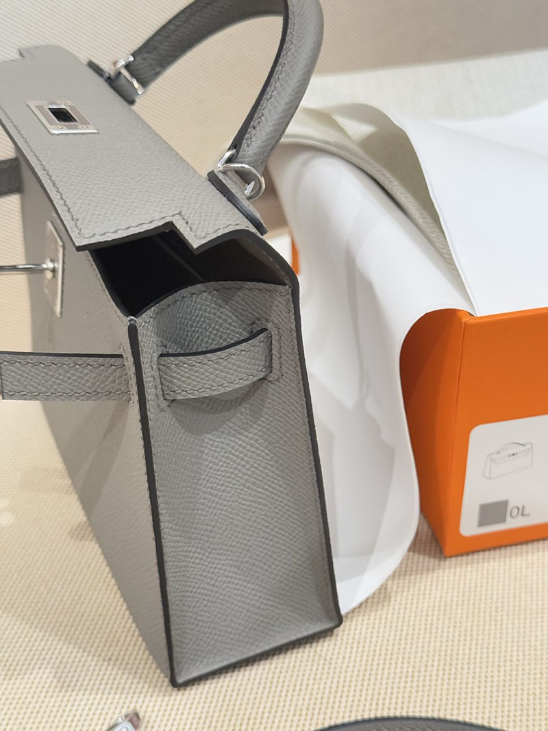 ショルダーバッグ 小さめ おしゃれ HERMES ケリーミニ2 外縫い グリメイヤー ヴォーエプソン シルバー金具 2627519 エルメス専門店 - 画像 (6)