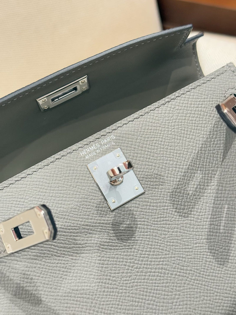 ショルダーバッグ 小さめ おしゃれ HERMES ケリーミニ2 外縫い グリメイヤー ヴォーエプソン シルバー金具 2627519 エルメス専門店 - 画像 (5)