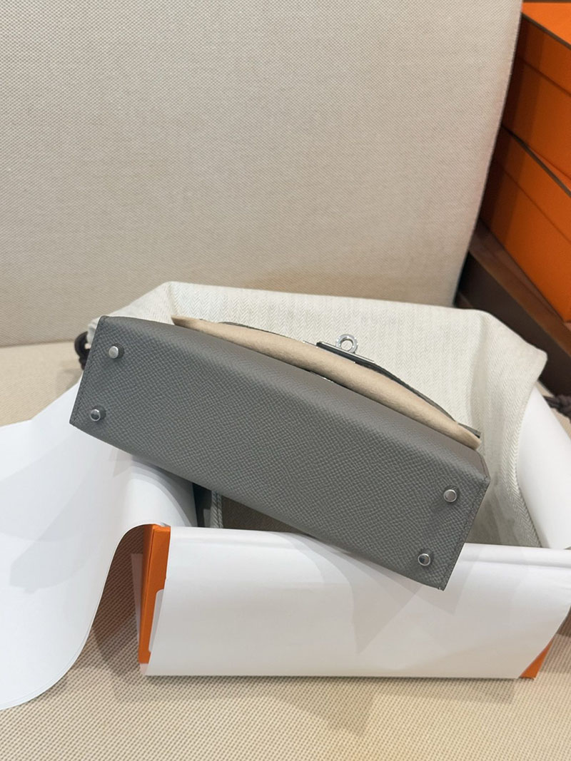 ショルダーバッグ 小さめ おしゃれ HERMES ケリーミニ2 外縫い グリメイヤー ヴォーエプソン シルバー金具 2627519 エルメス専門店 - 画像 (3)