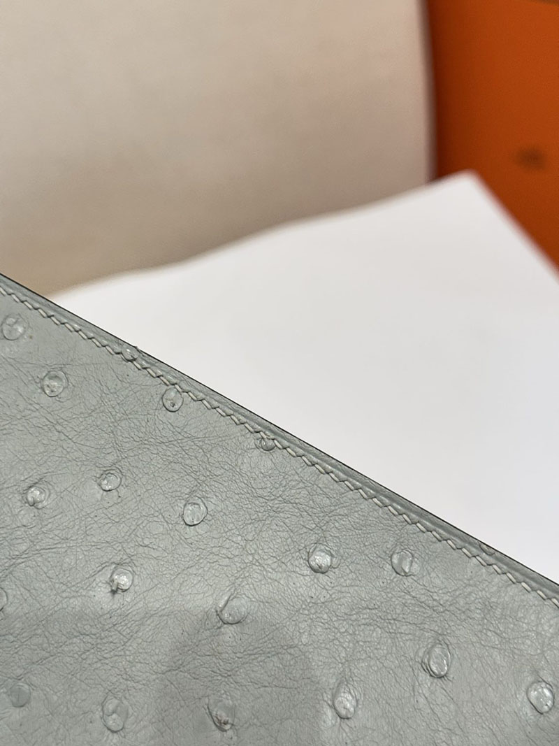 女性 バッグ 人気ハイブランド HERMES ケリー25 外縫い ブルーグラシエ オーストリッチ シルバー金具 2627525 エルメス専門店 おすすめ - 画像 (3)