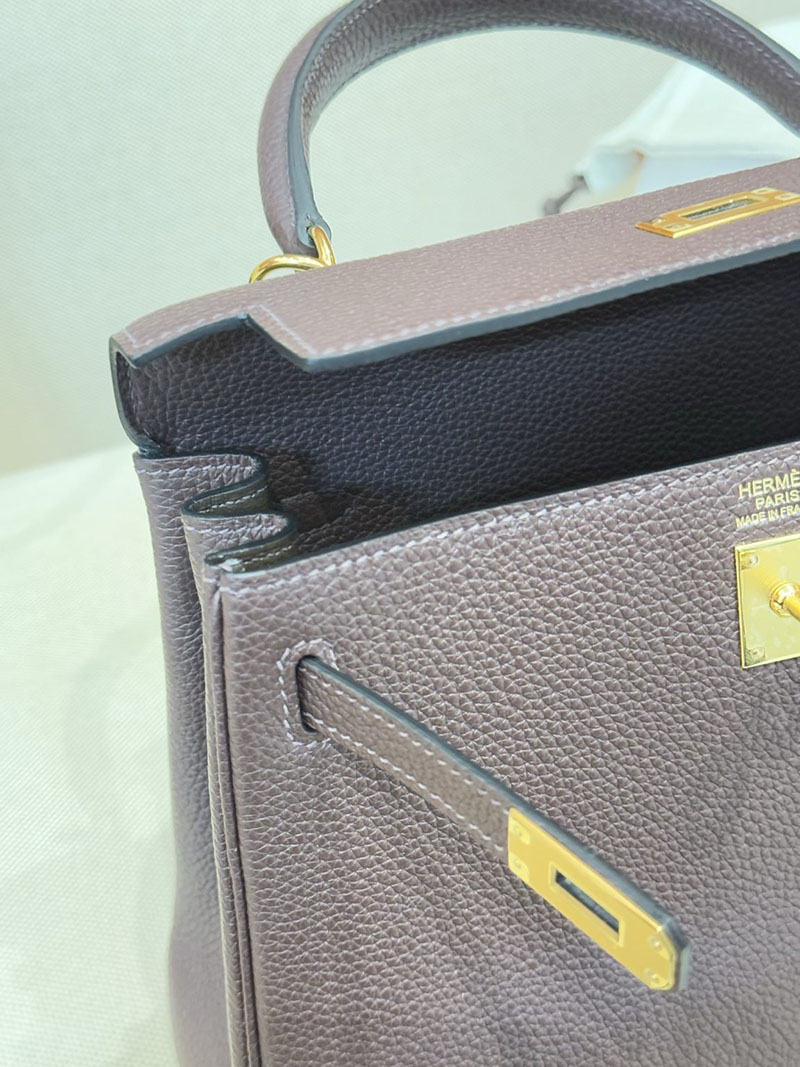 女性 バッグ 人気 40代 ハイブランド HERMES ケリー25 内縫い ルージュセリエ ヴォーエプソン ゴールド金具 2627526 エルメス専門店 - 画像 (6)