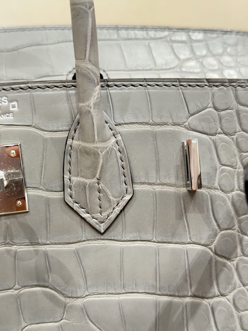 クロコダイルバッグ 安い HERMES バーキン25 グリシマン クロコダイル アリゲーターマット シルバー金具 2627529 エルメス専門店 おすすめ - 画像 (3)