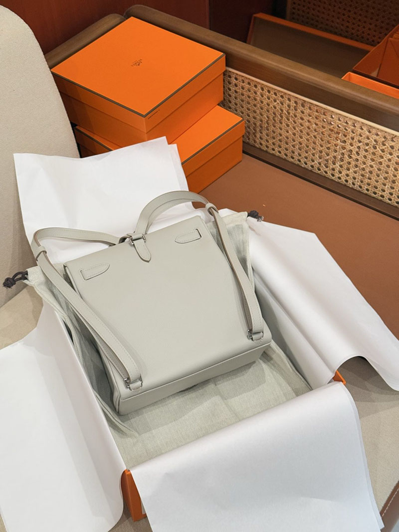 リュック レディース 人気ブランド HERMES エルメス ケリーアド PM パールグレー トリヨンクレマンス シルバー金具 2627531 エルメス専門店 おすすめ - 画像 (5)