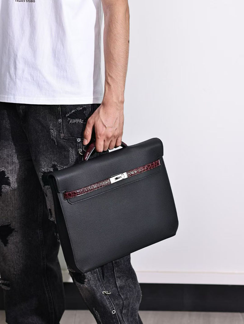 エルメス ブリーフケース メンズ HERMES ケリーデペッシュ36 黒 ブラック トゴ/クロコダイル シルバー金具 2627543 エルメス専門店 おすすめ - 画像 (4)