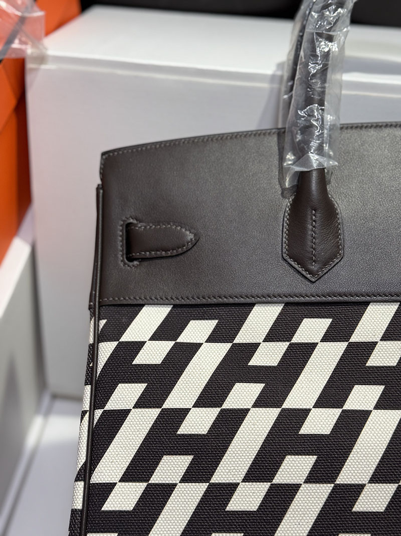 ビジネスバッグ メンズ ハイブランド HERMES オータクロア 40cm ブラック トワルアッシュ×スイフト シルバー金具 2627551 エルメス アウトレット 店舗 - 画像 (7)