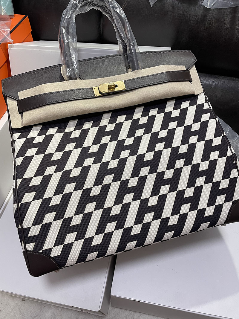 ビジネスバッグ メンズ ハイブランド HERMES オータクロア 40cm ブラック トワルアッシュ×スイフト シルバー金具 2627551 エルメス アウトレット 店舗 - 画像 (3)