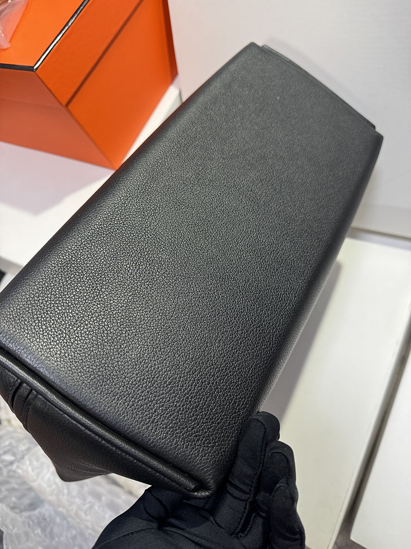 今流行りの バック レディース HERMES サック24/24 35 ヴァンキャトル ブラック/ナタ/ゴールド ヴォー・ヴォリュプト/クロコダイル シルバー金具 2627555 - 画像 (6)