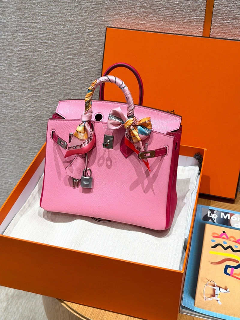 エルメス ピンク 人気色 HERMES バーキン25 ピンク/ローズティリアン シェブルミゾル シルバー金具 2627567 エルメス アウトレット 店舗 - 画像 (4)