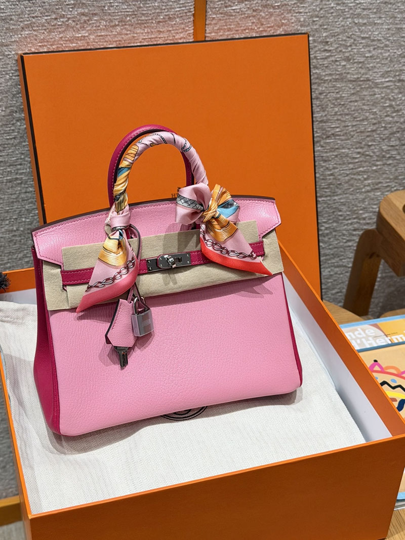 エルメス ピンク 人気色 HERMES バーキン25 ピンク/ローズティリアン シェブルミゾル シルバー金具 2627567 エルメス アウトレット 店舗 - 画像 (3)