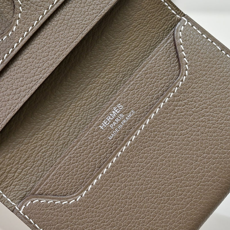 エルメス カード ケース 二 つ折り HERMES カードホルダー エトゥープ エバーカラー シルバー金具 2627573 エルメス アウトレット 店舗 - 画像 (3)