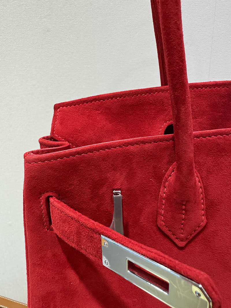 ショルダーバーキン 新作 HERMES バーキンショルダーライト 29 Shoulder birkin ルージュカザック ヴォー・グリズリー シルバー金具 2627621 - 画像 (8)