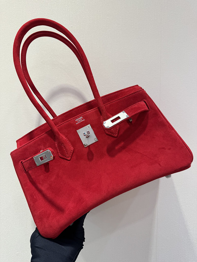 ショルダーバーキン 新作 HERMES バーキンショルダーライト 29 Shoulder birkin ルージュカザック ヴォー・グリズリー シルバー金具 2627621 - 画像 (6)
