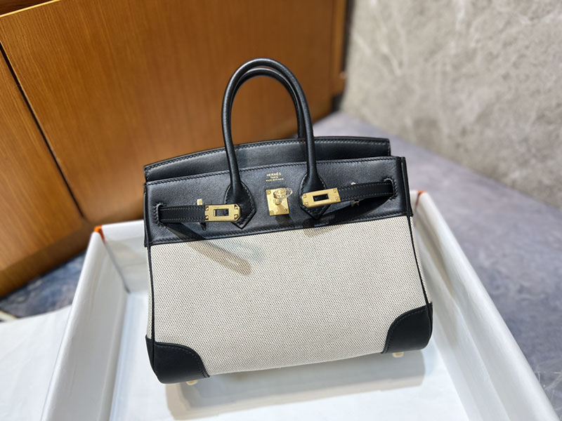 バーキン 定価 2026 HERMES バーキン25 キャンバス 黒 ブラック スイフト/トワルアッシュ ゴールド金具 2627640 エルメス 海外通販 - 画像 (7)