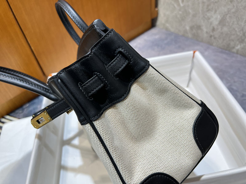バーキン 定価 2026 HERMES バーキン25 キャンバス 黒 ブラック スイフト/トワルアッシュ ゴールド金具 2627640 エルメス 海外通販 - 画像 (5)