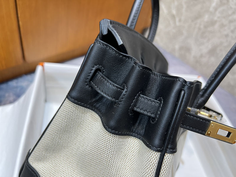 バーキン 定価 2026 HERMES バーキン25 キャンバス 黒 ブラック スイフト/トワルアッシュ ゴールド金具 2627640 エルメス 海外通販 - 画像 (2)