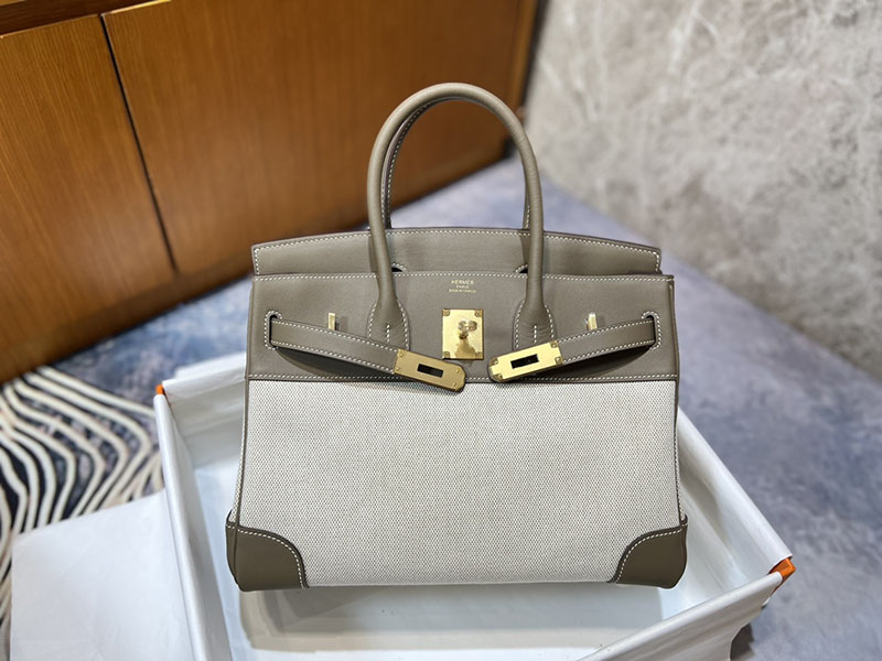 エルメス バーキン30 HERMES バーキン30 キャンバス エトゥープ スイフト/トワルアッシュ ゴールド金具 2627641 エルメス 海外通販 - 画像 (8)
