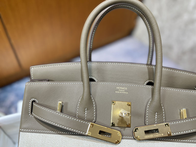 エルメス バーキン30 HERMES バーキン30 キャンバス エトゥープ スイフト/トワルアッシュ ゴールド金具 2627641 エルメス 海外通販 - 画像 (2)